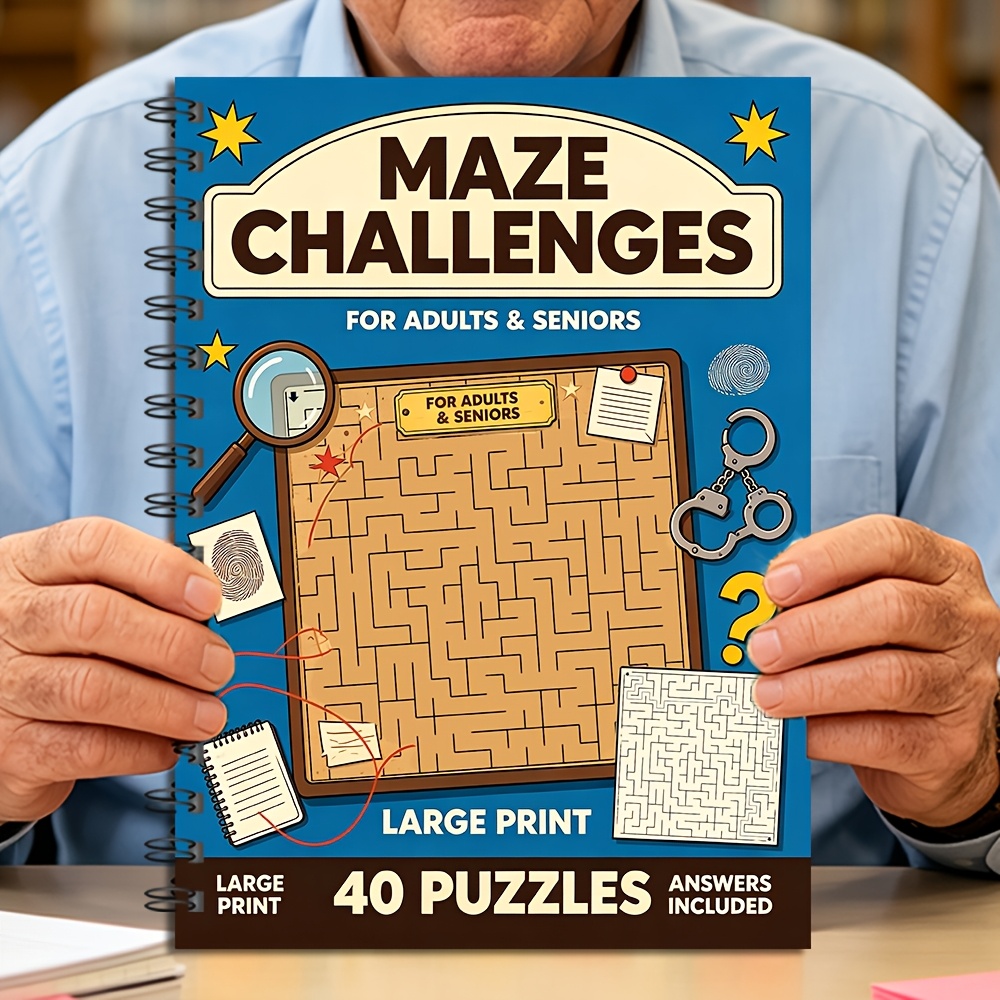 Maze Challenges Book, Large Print, Fun Mazes