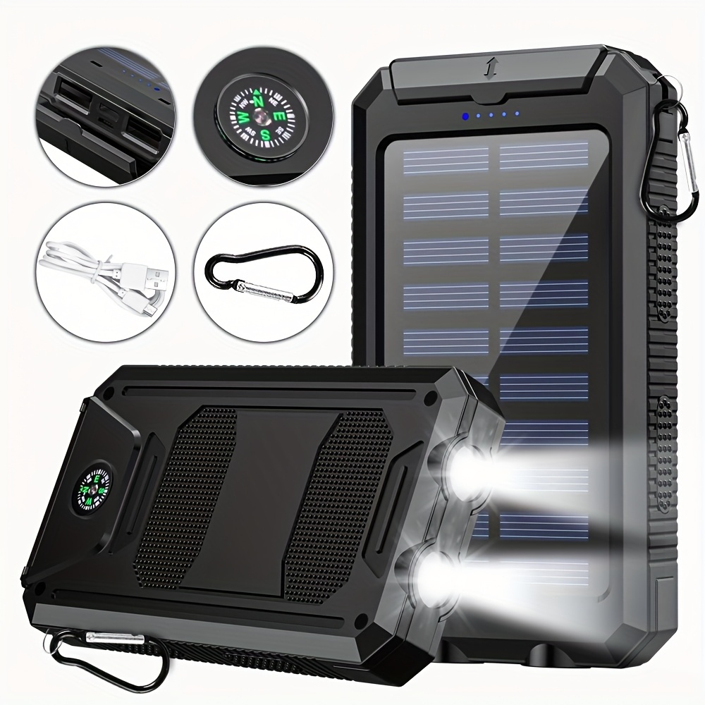 TEMU Solar Charger - 45800mah Power Bank, Portable Solar Phone Battery Panel Charger, Qc3.0 Dual Usb Port Battery Pack Charger For All Cell Phones &