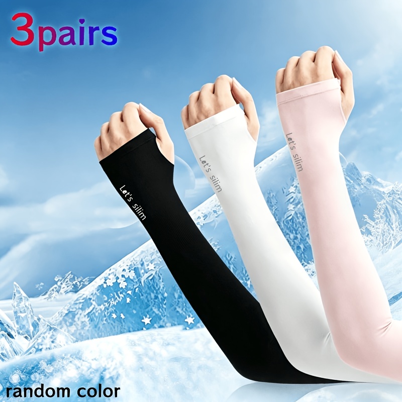 TEMU 3 de de Enfriamiento para Brazos con Orificios para Pulgares, Transpirables, de Elasticidad, Secado Rápido y Protección Solar para Conducir,