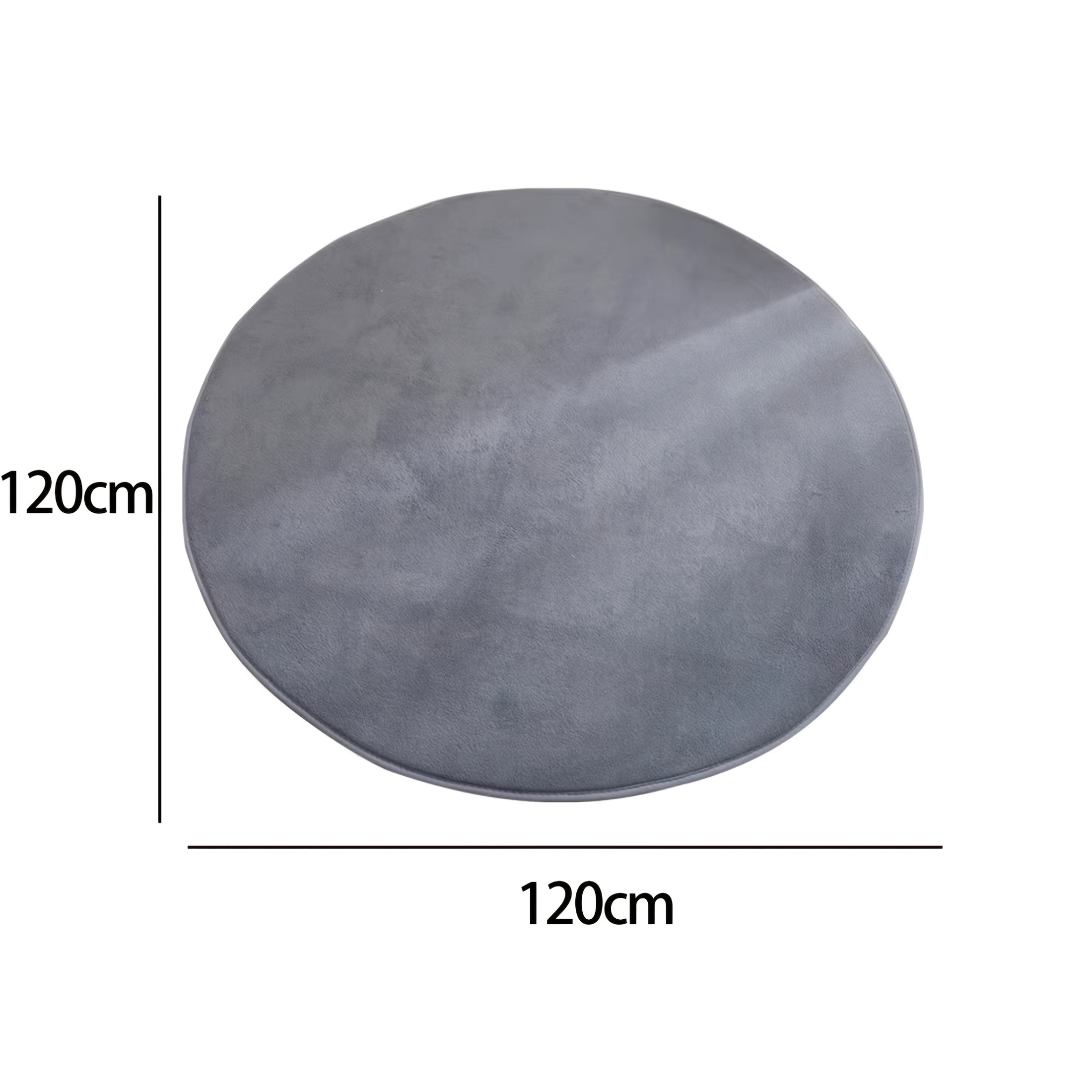 Short Pile Round Rug, Plain Floor Covering, Non-slip Rugs For Living Room And Study (120cm, Grey)