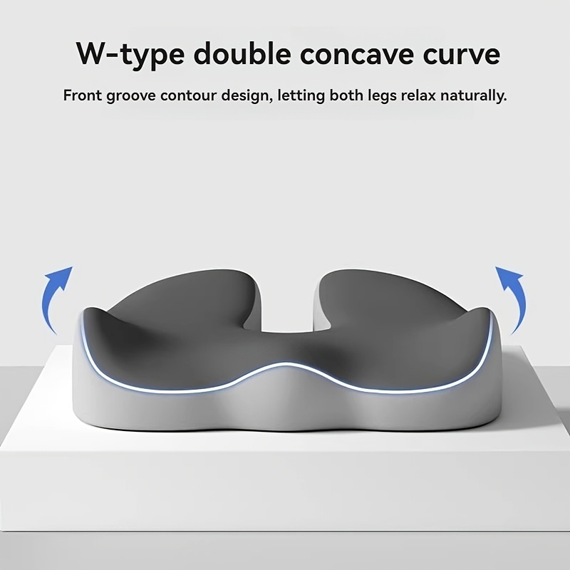 Ergonomic Memory Foam Seat Cushion and Lumbar Support Pillow Set | Slow Rebound, Medium Soft Firmness, Suitable for Office Chairs, Cars, Wheelchairs |, Grey, Polyester, ELHIVE