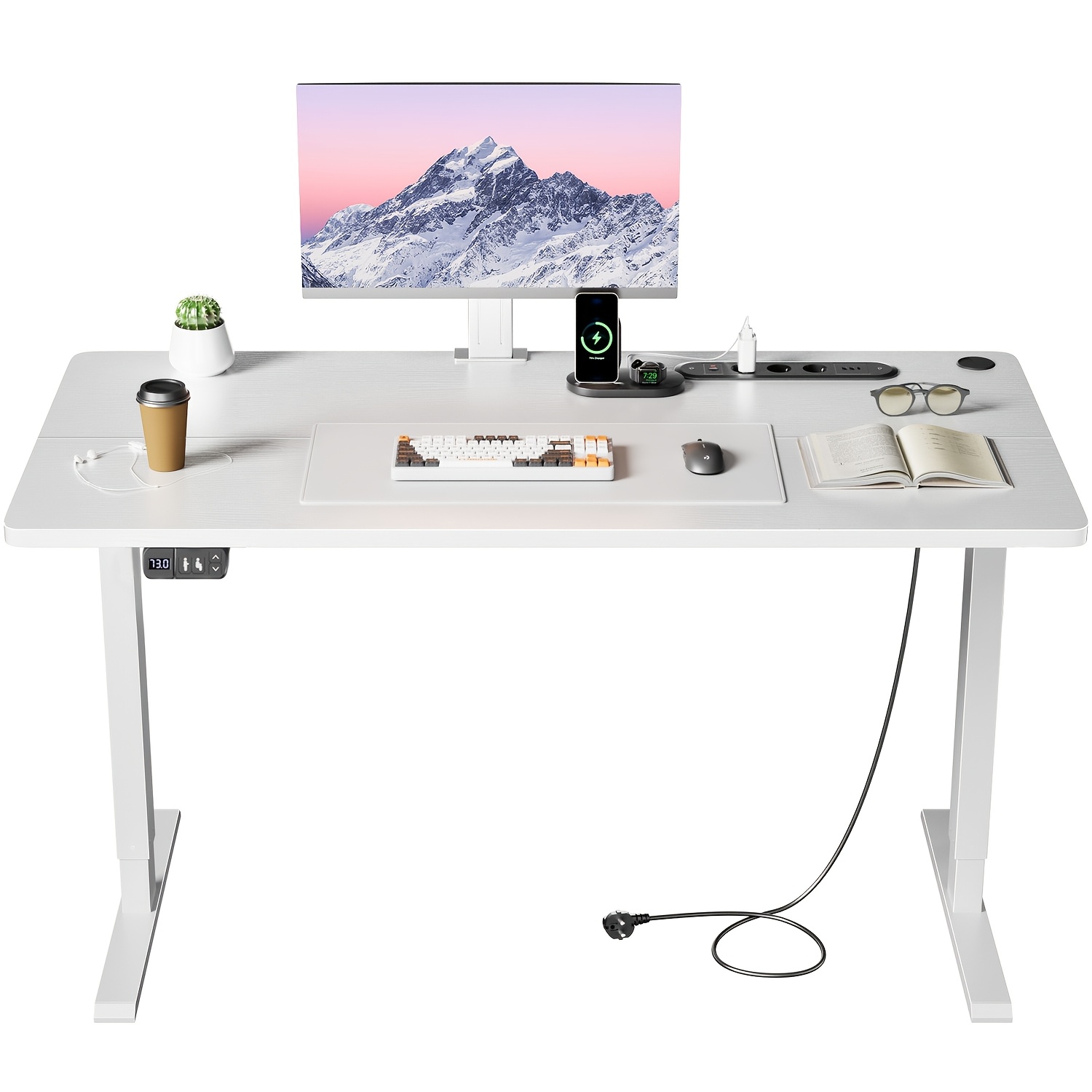 Image of Electric Sit-stand Desk, Height-adjustable Desktop, Office Desk With Built-in Power Socket, Usb Port, 2 Memory , For Standing Or Sitting, Standing Computer Desk, Home Office Desk