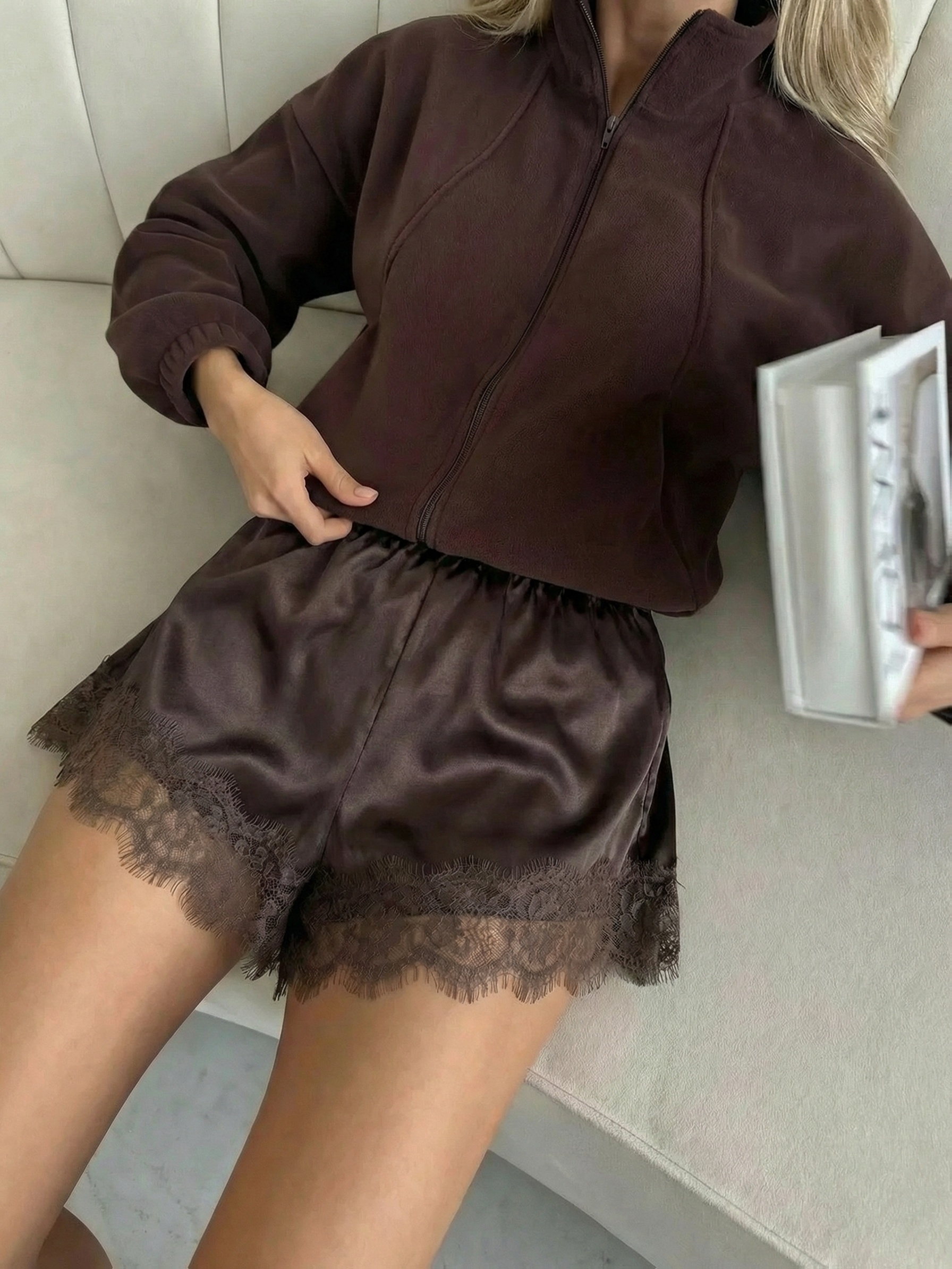   shorts de   para mujer y2k de color  , lujo      , cintura elástica, mini shorts con costuras de encaje, adecuados para uso   casual, versátiles,  , tipo boxer, tela cómoda