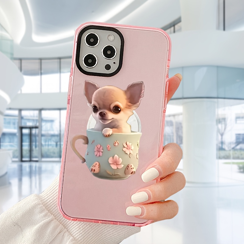 

Support de Téléphone en Acrylique Rose avec Motif de Chiot Chihuahua – Étanche, Design Portable pour Tous les Étuis, Cadeau Idéal pour