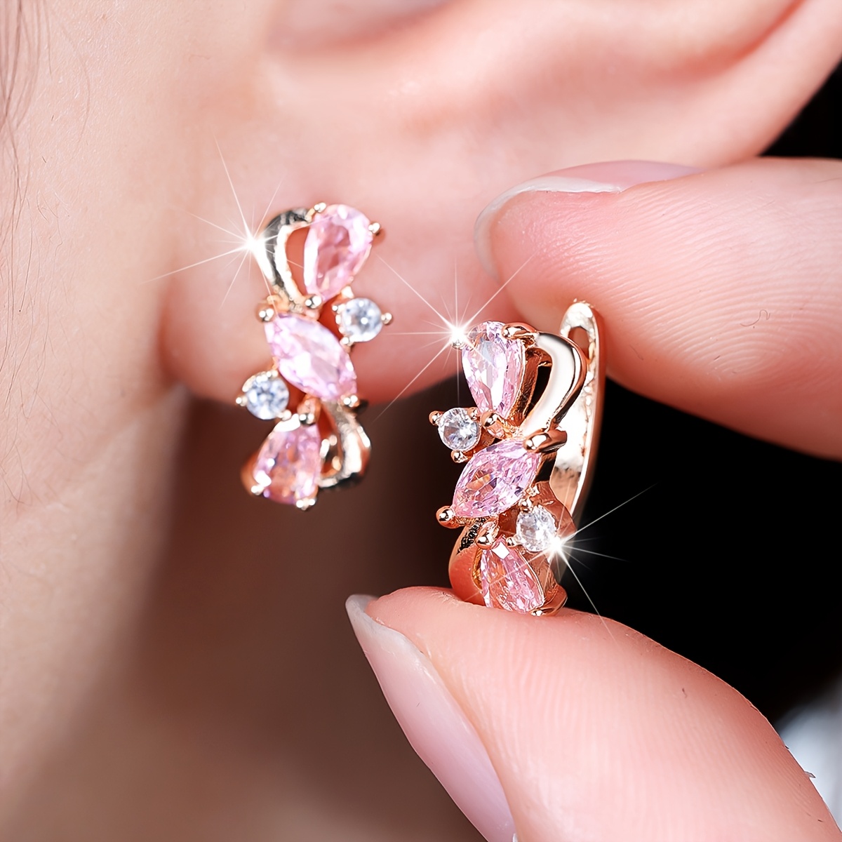 Luxurious Teardrop Marquise Cut Synthetic Zirconia Dangle Earrings
