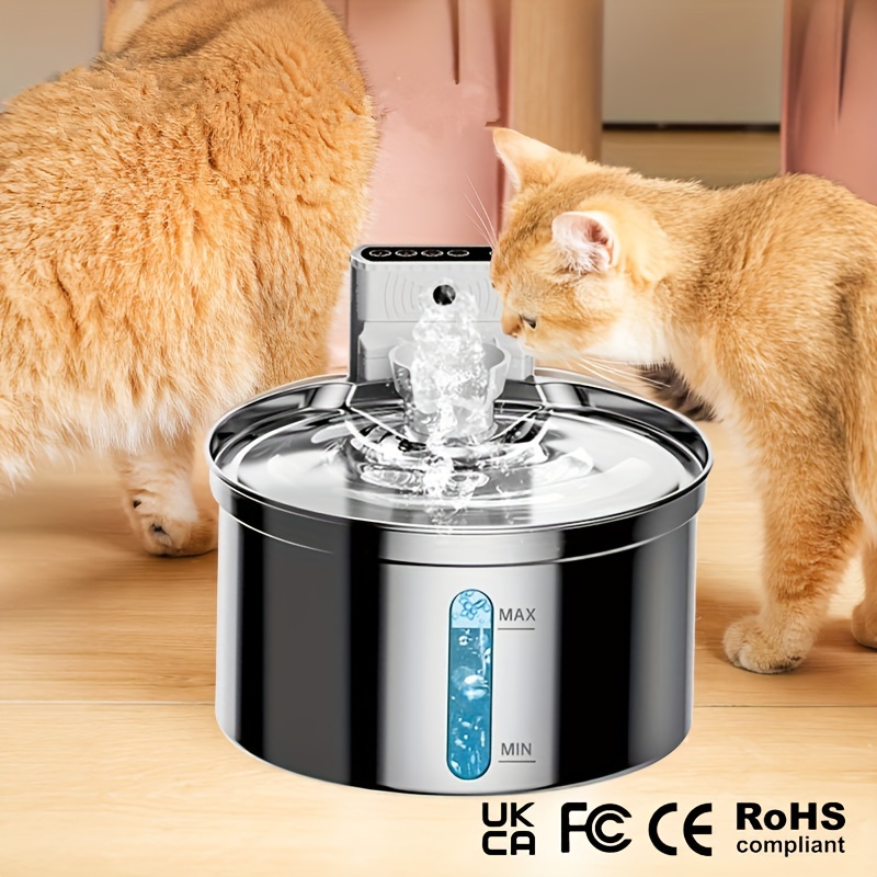 

1pc Stainless Steel Wireless Pet Water Fountain, 3.5l/118oz, Quiet Pump, Auto Shut-off, Rechargeable Lithium Polymer Battery, Usb/battery Powered, For Cats And Dogs