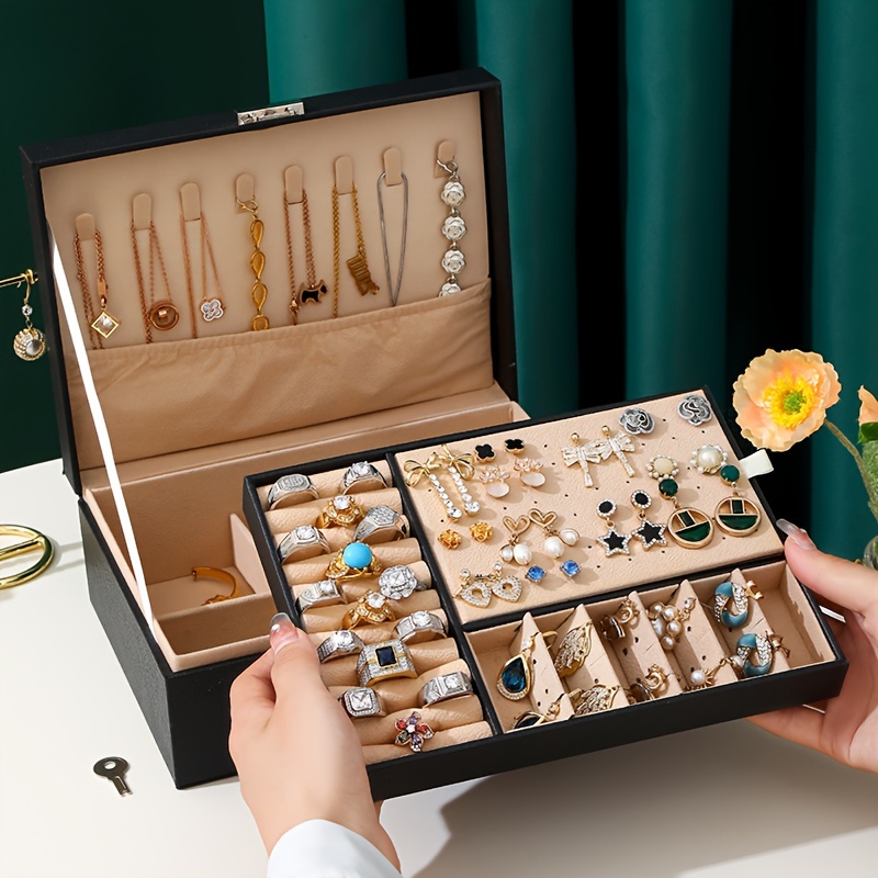 

Mkitnvy Large 2- Jewelry Box For , Wooden Storage Key , Pu , Includes Removable For Rings, Necklaces, , Bracelets, , For , , Daughters, - Organizer, Jewelry Boxes