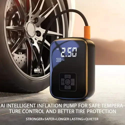 1pc tire inflator portable air compressor fast cordless air pump with multi function nozzle adapter and long lasting lithium battery for car motorcycle bicycle auto parts