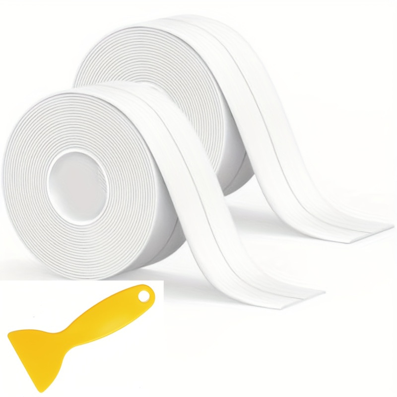 

2-pack White Pvc Caulk Tape, 10.5ft X 1.5in, Waterproof Self-adhesive Sealant Strip For Kitchen, Bathroom, Sink, Toilet, Floor Wall Protection