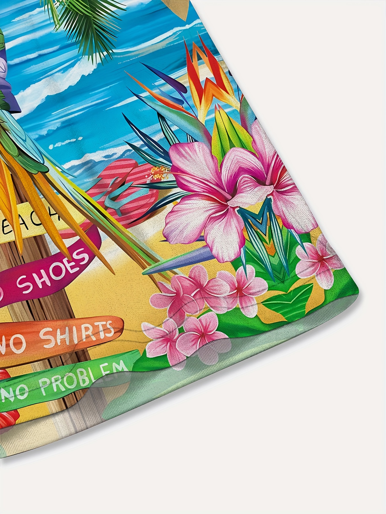 Plus Size Men's 3D Parrot Print Hawaiian Shirt - Tropical Beach Short Sleeve Button-Up with Palm Trees & Hibiscus, Machine Washable Lightweight Fabric for Spring Summer Fall, Casual Vacation & Leisure Wear, PLUS SIZE