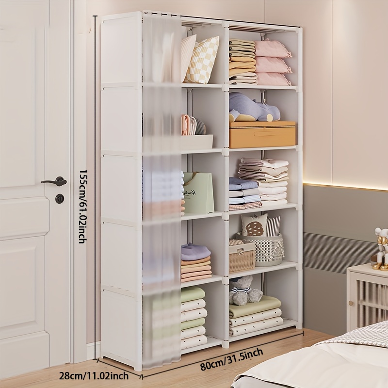 

Easy-assemble Dustproof Wardrobe - Spacious Metal Storage Cabinet For Bedroom, Living Room & Rental Housing Dresser For Bedroom Portable Closet For Clothes