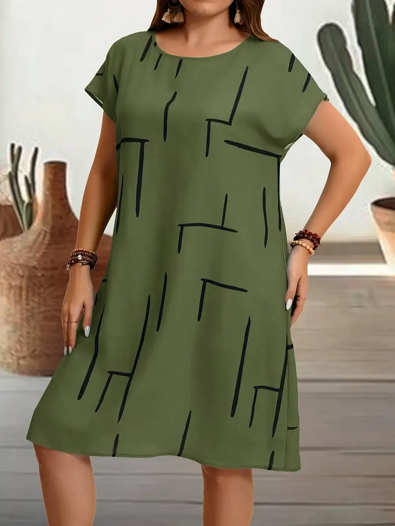 plus size womens casual striped bodycon dress knee length round neck machine washable summer dress with vertical stripes dark grey light contrast elegant special collection body fitting dress comfortable wear Product details 8