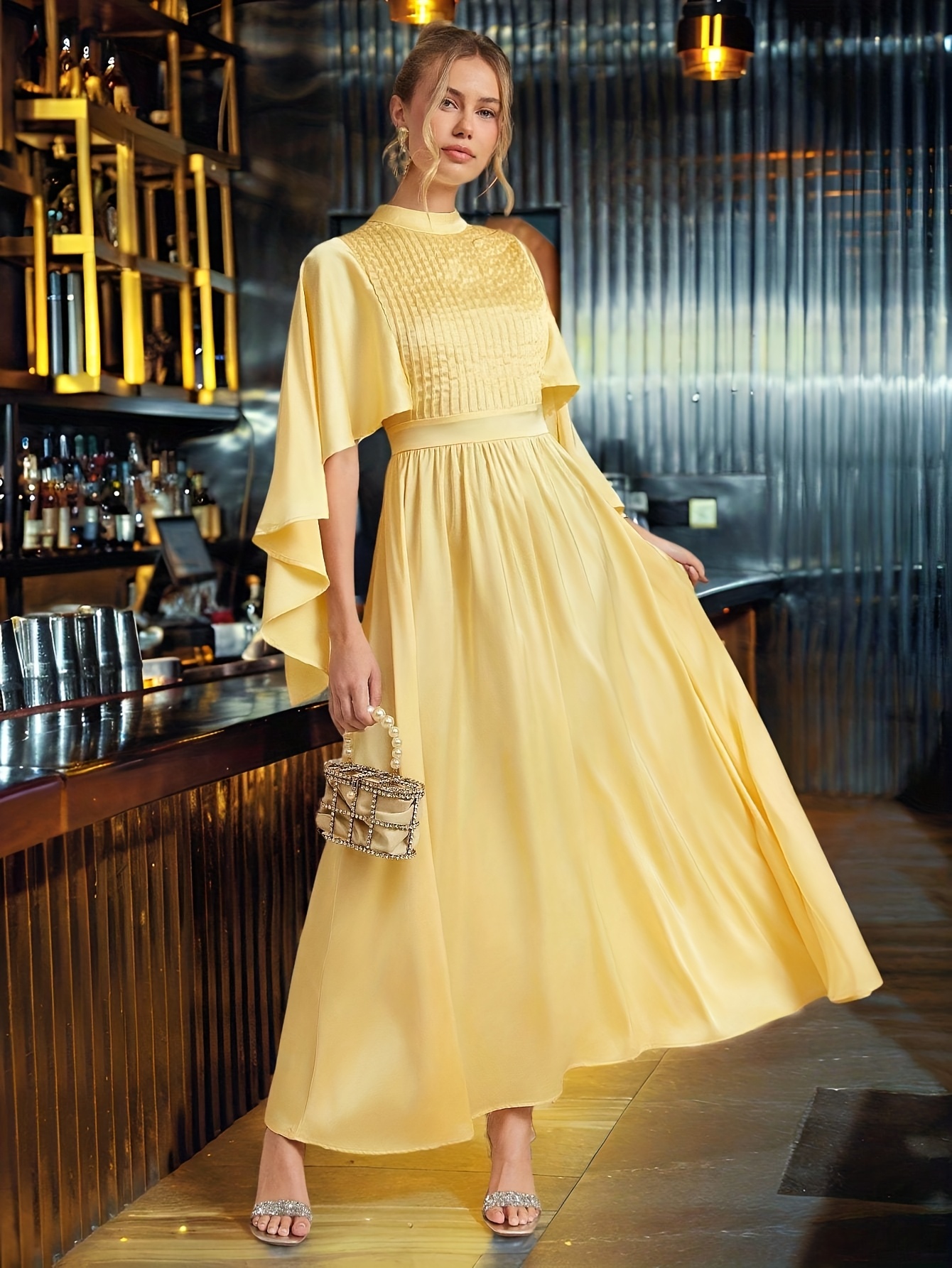 an elegant solid color satin dress perfect afternoon tea - Temu Canada