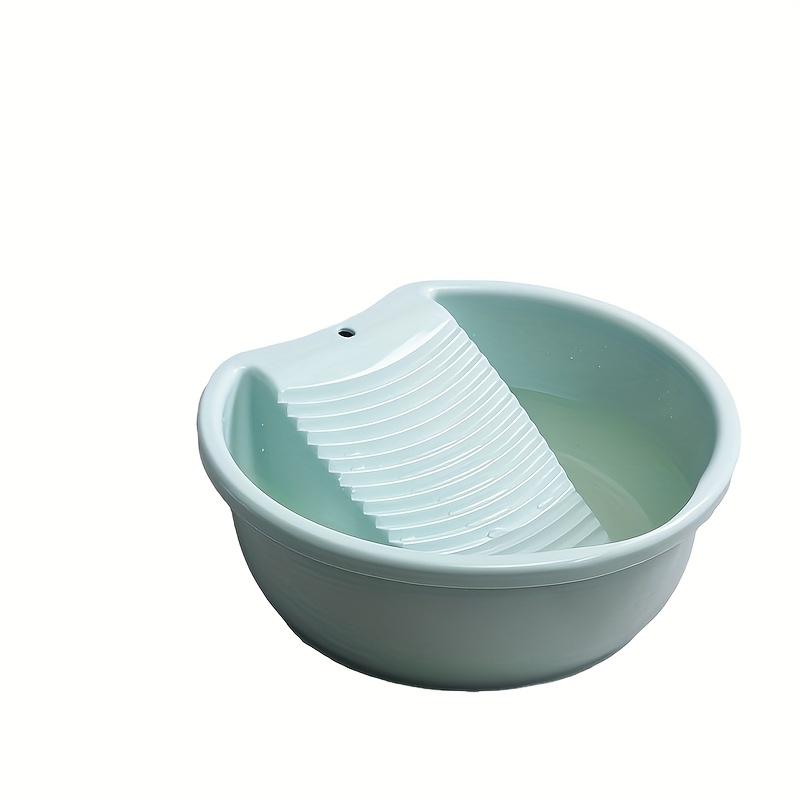 TEMU 1 Washbasin With Washboard, Hand Washable Clothes, Plastic Anti Slip Washbasin, Compact And Exquisite, Suitable For Home And Outdoor Camping