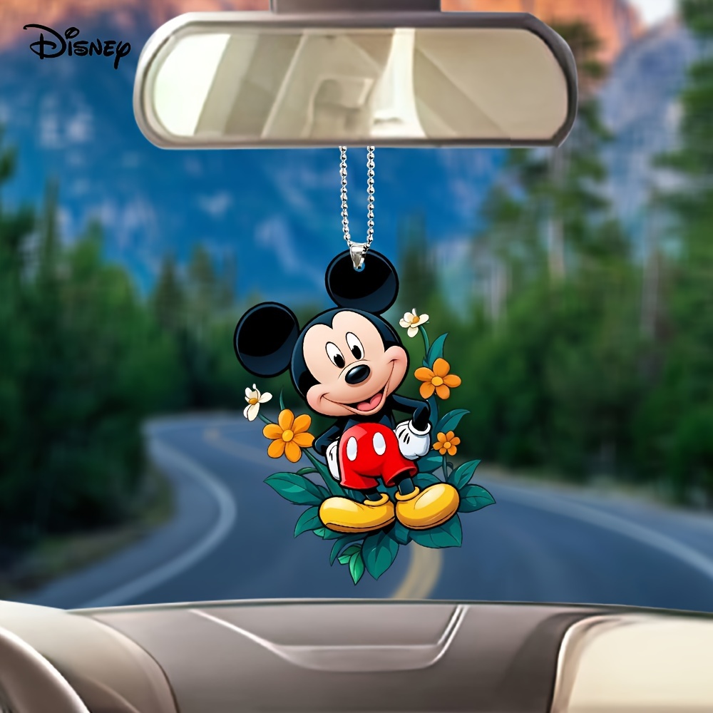 

1pc, Mickey Car Rearview Mirror Pendant, 2d Minya Acrylic Keychain Decoration, Car Interior Accessories, Gift For Friends.