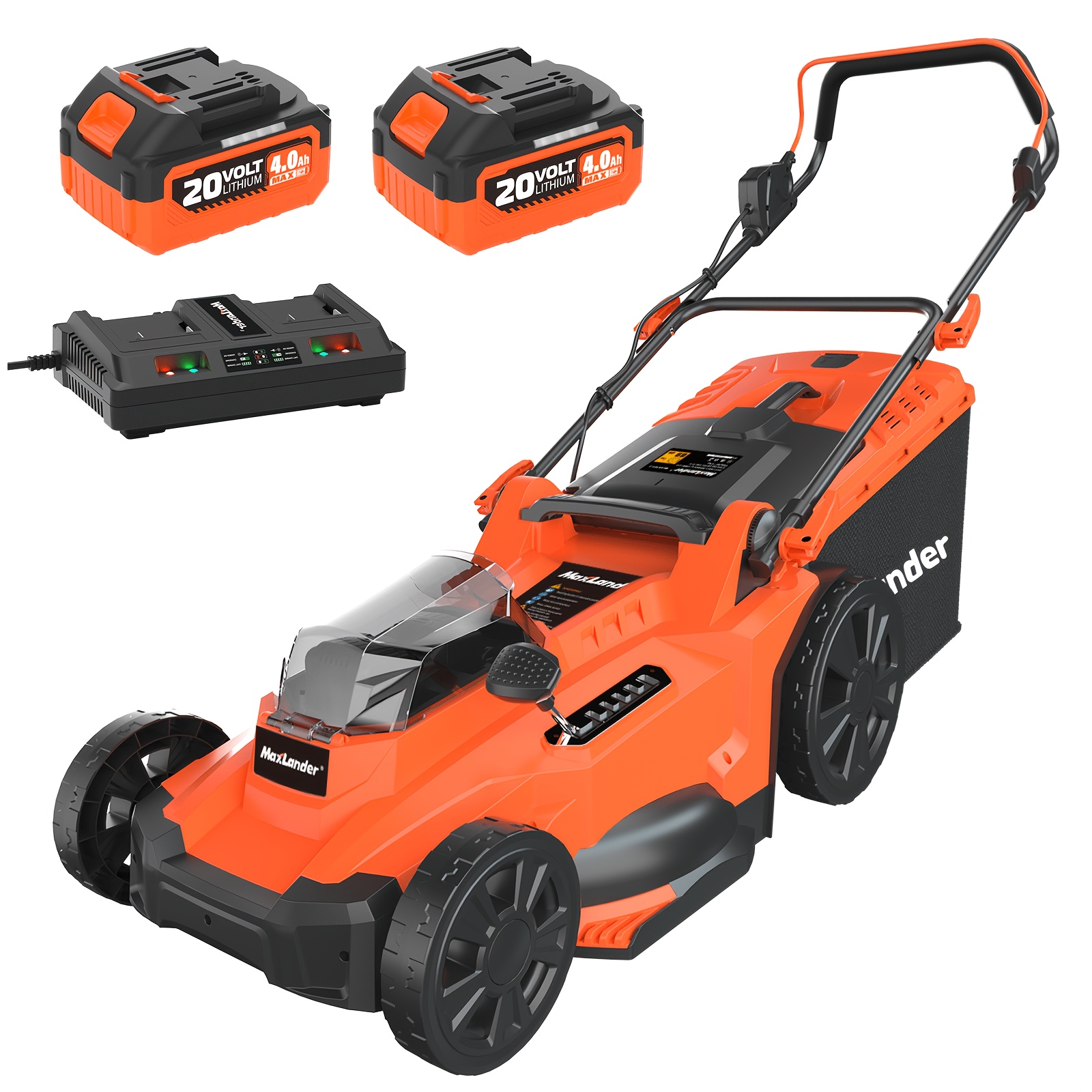 TEMU Maxlander 17-inch Cordless Electric Lawn Mower, 40v 2-in-1 Battery Powered With Brushless Motor, 6-position Height Adjustment, Includes 2x 4.0ah