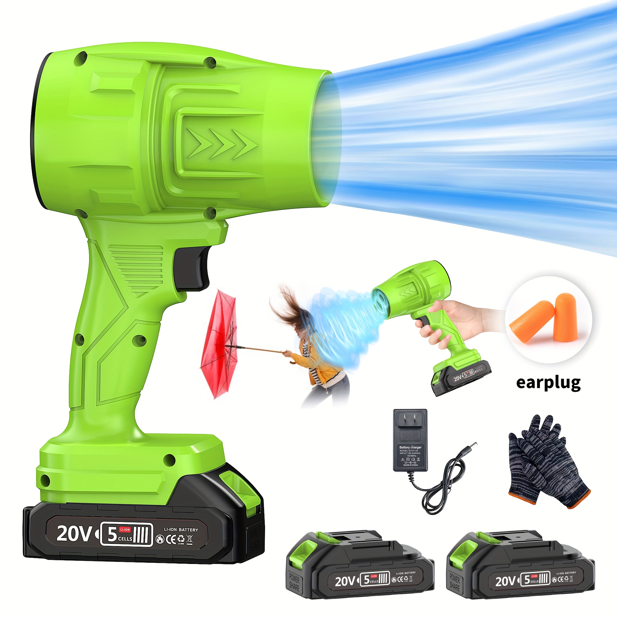 Powerful 50000RPM Cordless Leaf Blower, 20V Turbo Air Blower for Car Drying, Leaf Snow Dust Blowing, with Battery, Perfect Christmas Gift, Holiday Gift Idea, Home Outdoor Cleaning Tool