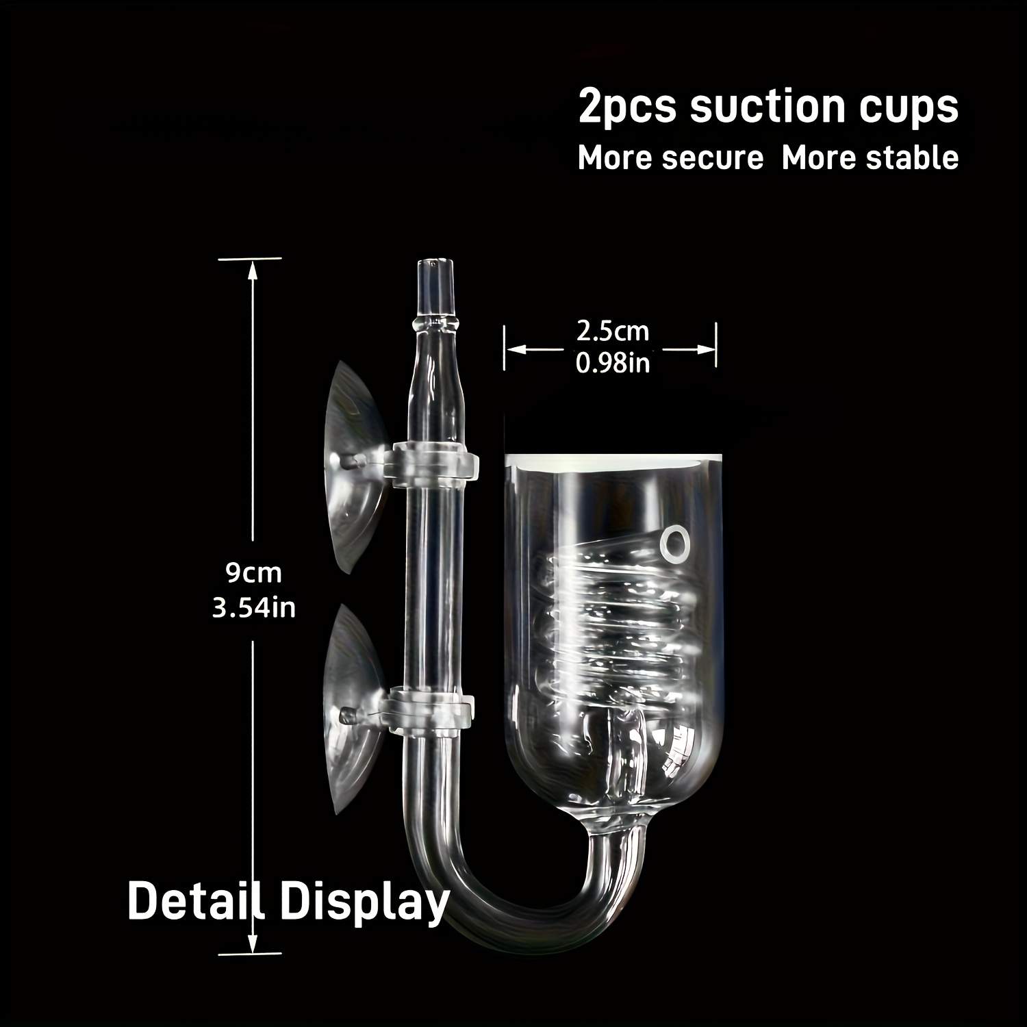 TEMU Glass Co2 Reactor With Spiral Diffuser - 3- Aquarium Air Pump Additions, Transparent Co2 Injection System, Suitable For Fish Tanks And Aquatic