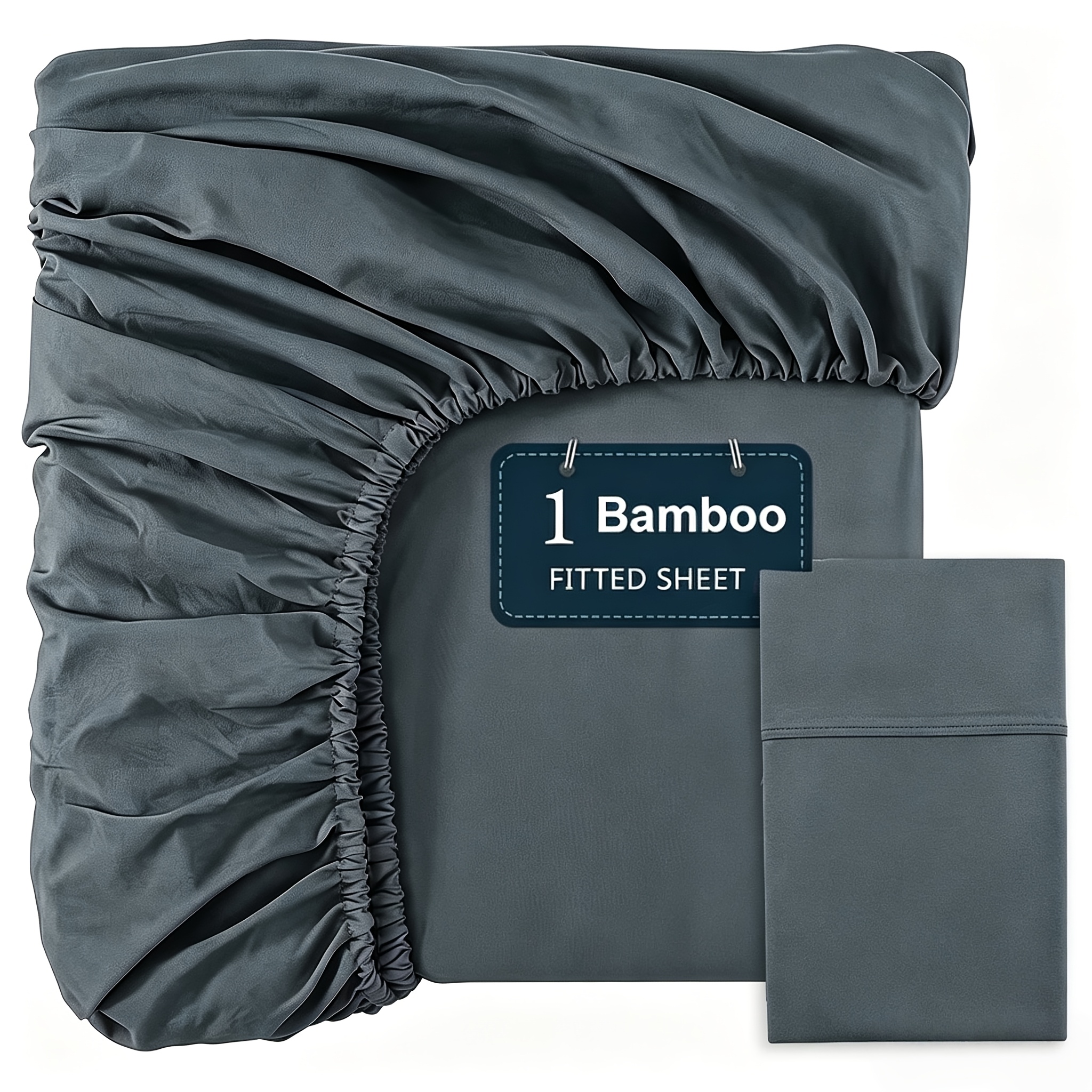 TEMU 1pc Extra Deep Pocket 20%bamboo Fiber Fitted Sheet - Solid Color Bed Sheet - Ultra Soft & Breathable - Deep Pocket, Elastic - Home, (pillowcase