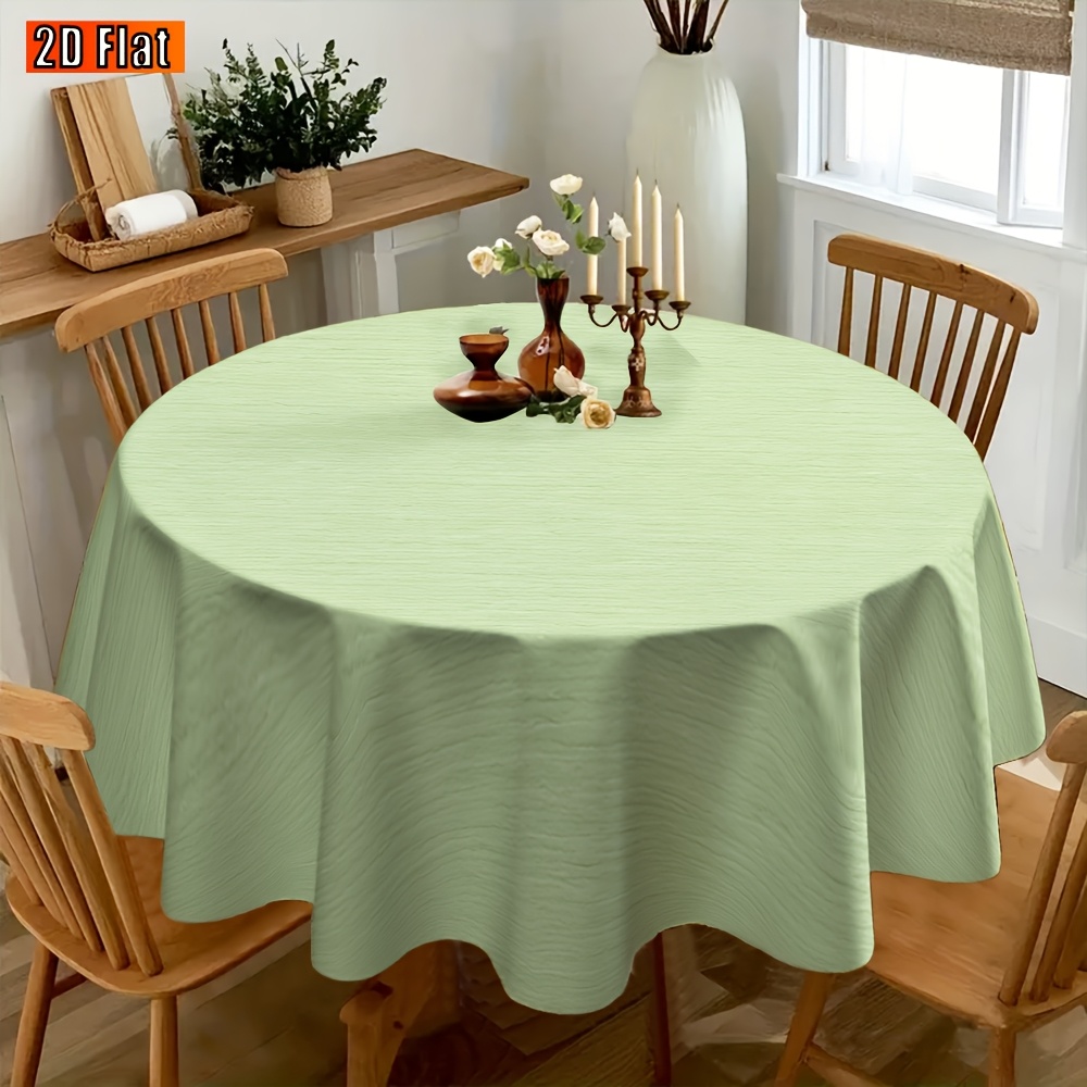 TEMU 2d Flat, 1pc, Tablecloth, Green Texture, Themed Round Tablecloth, Home Decor, Suitable For, Party Dining, Restaurant Decoration, Ideal Gift,