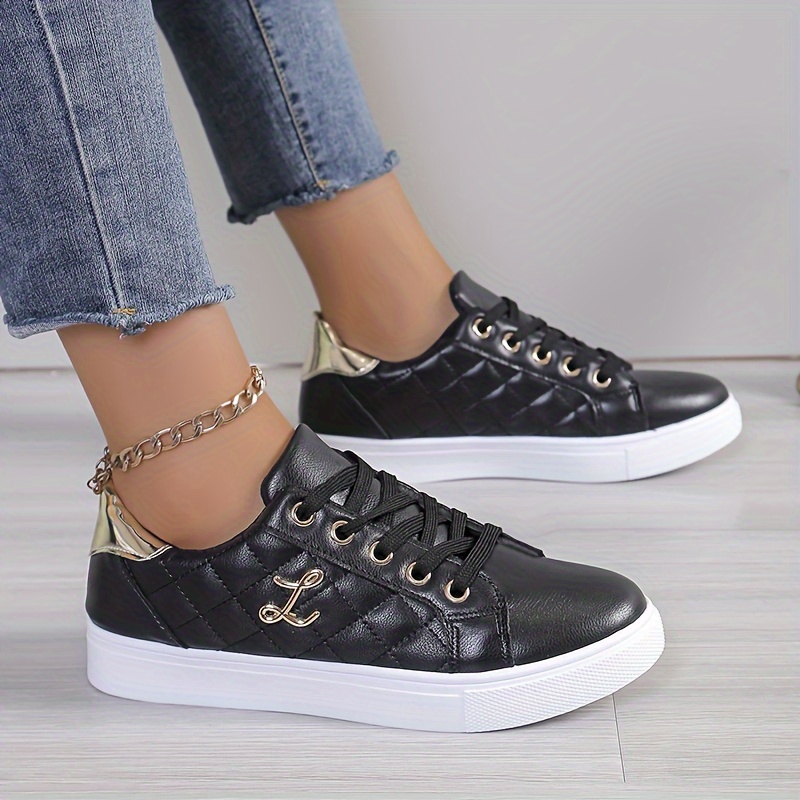 

Women's Trendy Flat Sneakers, Casual Lace Up Outdoor Shoes, Comfortable Low Top Sport Shoes