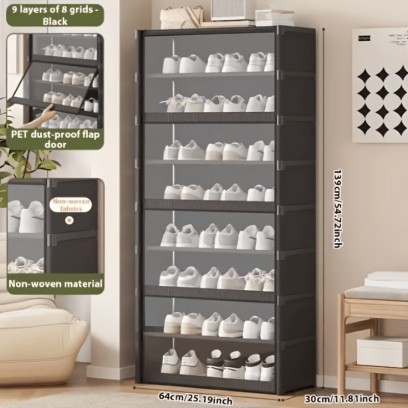 Tall Freestanding Shoe Cabinet with Flip Doors
