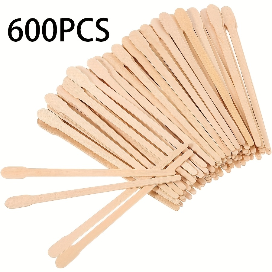 TEMU 600pcs Pack Disposable Wooden Spatulas Suitable For Waxing - Hygienic Single-use Applicators For Eyebrow & Facial Hair Removal, Waxing Tools For