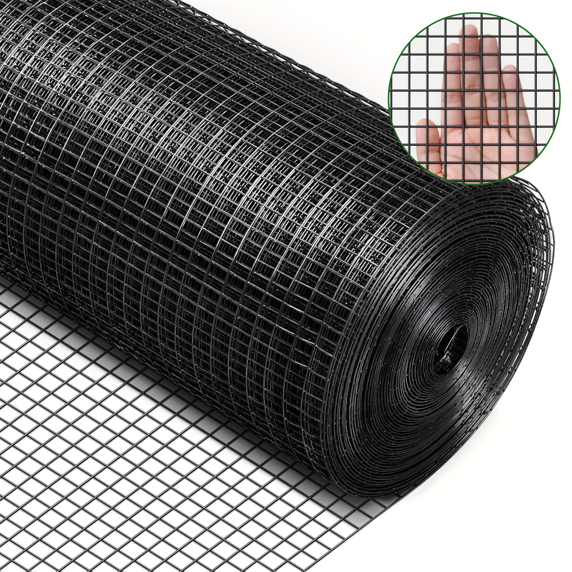 

Cloth 1/2 Inch 48 In X 100 Ft 19 Gauge, Pvc Coating Wire Mesh Rolls Vinyl Coated Welded Chicken Wire Fencing For Poultry Netting Fencing Wire Fence, Black