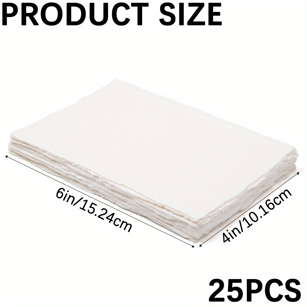 Image of 25 Sheets Watercolor Paper, 300 Gsm Edge Paper 4 X 6 Inches Rough/textured Handmade Paper Paper White Textured Papers For Watercolor Painting, Wedding Invitations, Cards, Crafts