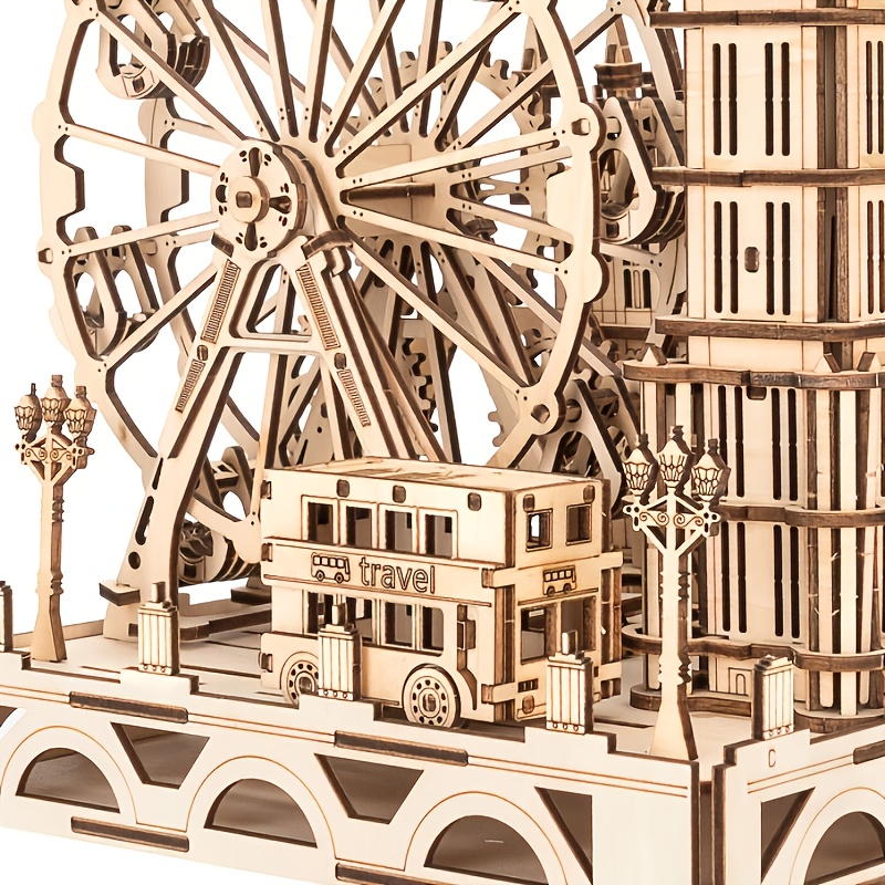 3D Puzzle Holiday Square Clock Tower Ferris Wheel Assembly Model