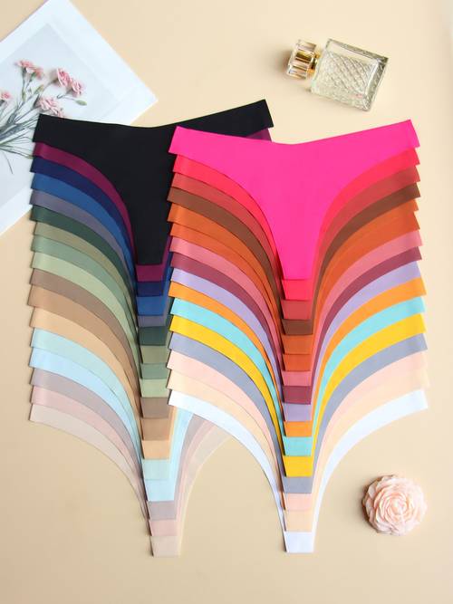 33pcs plain colored non marked style underwear non marked breathable soft comfortable personality underwear women seamless suit