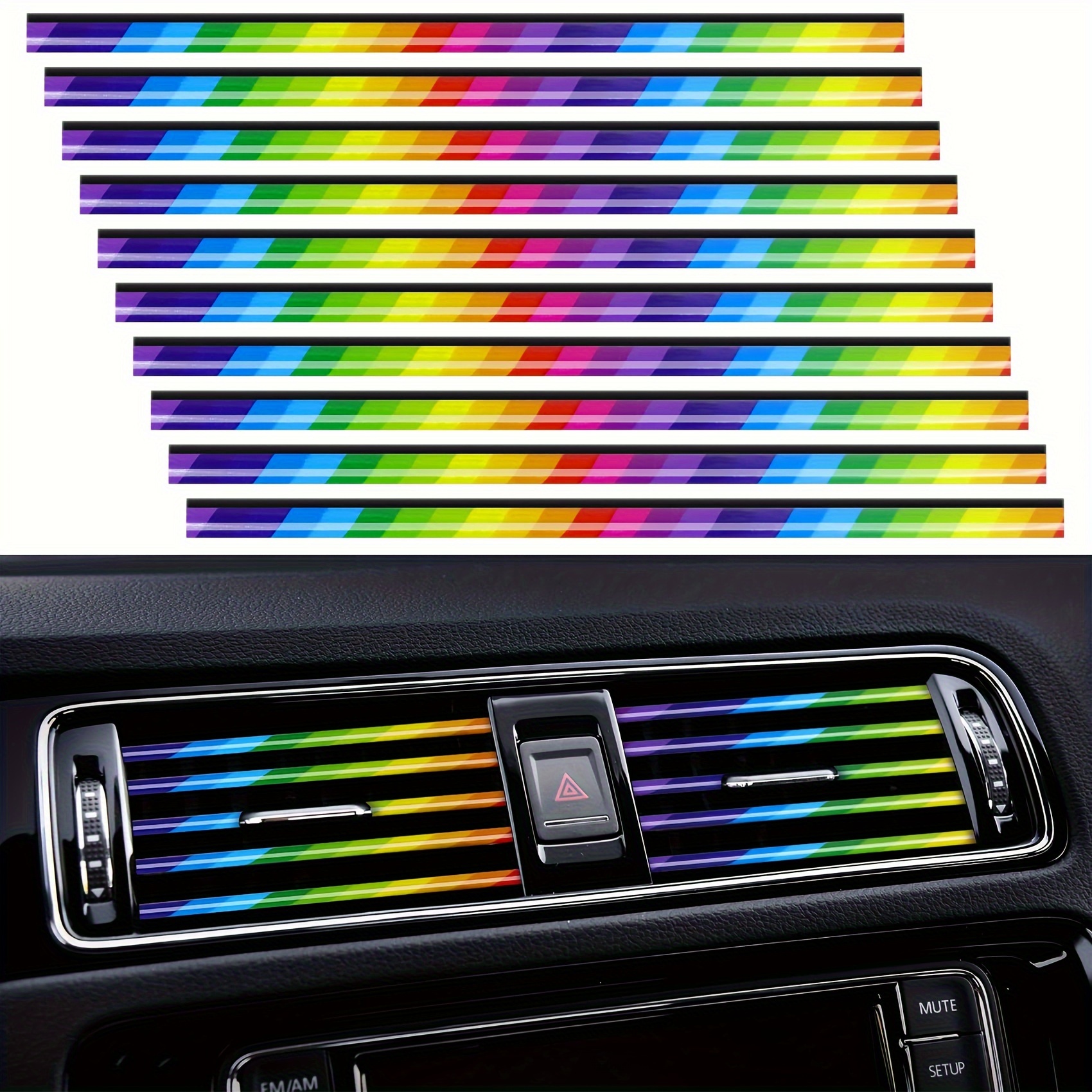 20pcs Car Air Conditioner Air Outlet Decorative Strips, Bendable DIY Decorative Strips, Universal For Most Air Outlets, Flexible Shiny Auto Car Vent Interior Accessories For All Air Vent Outlet Christmas Gift
