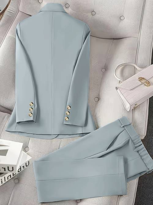 patterned solid color romantic double breasted suit jacket pants