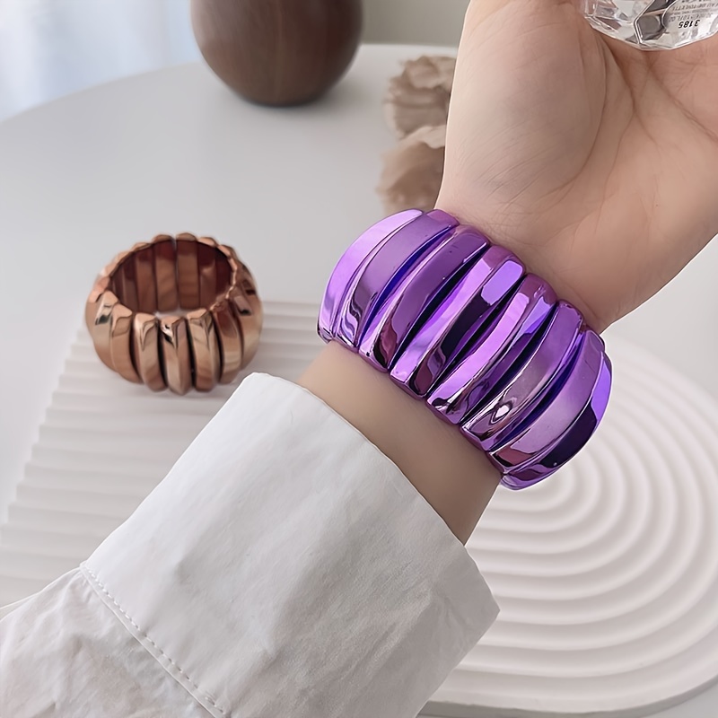 

1 Bracelet Bangle en Résine Violet d'Inspiration Rétro pour Femmes - Design Élégant et pour les Vacances et les