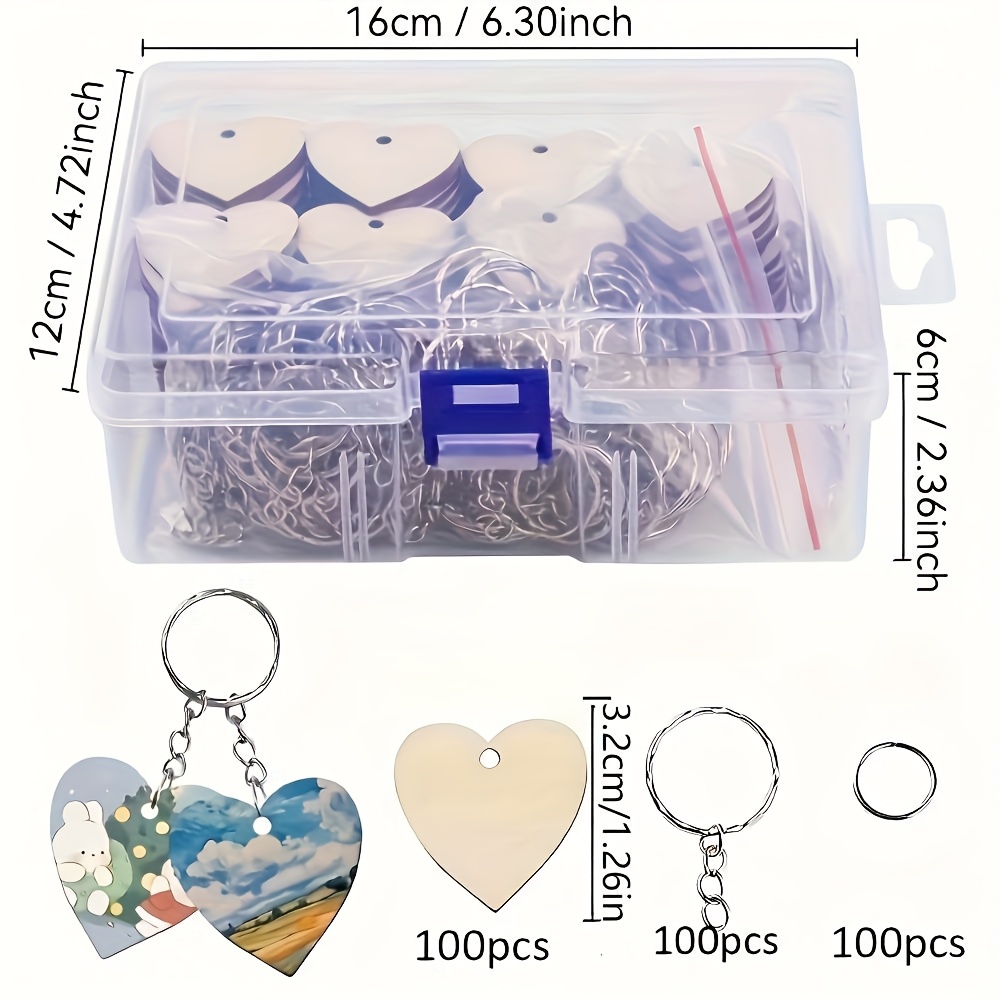 Image of Of 300pcs Heart-shaped Keychain Charms With Holes, Wooden Ornaments For Christmas Tree, Backpack, Home Decor, And Label Tags