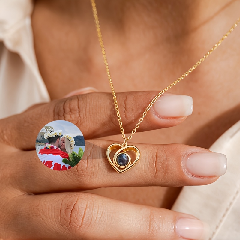 Custom Photo Necklace with Heart Projection Pendant