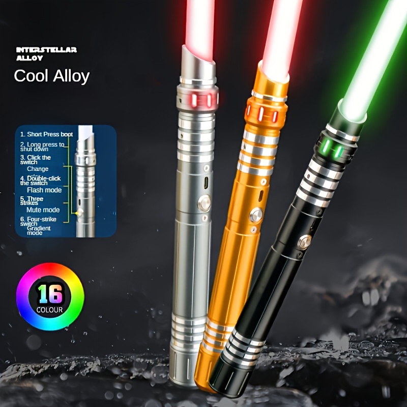 

Upgraded Version Gravity Sensing Rgb Light Up Saber, Usb Rechargeable Laser Saber 16 Colors Laser Sword With Gravity Sensor Sound Effect Flashing Toy 2 In 1 Sword