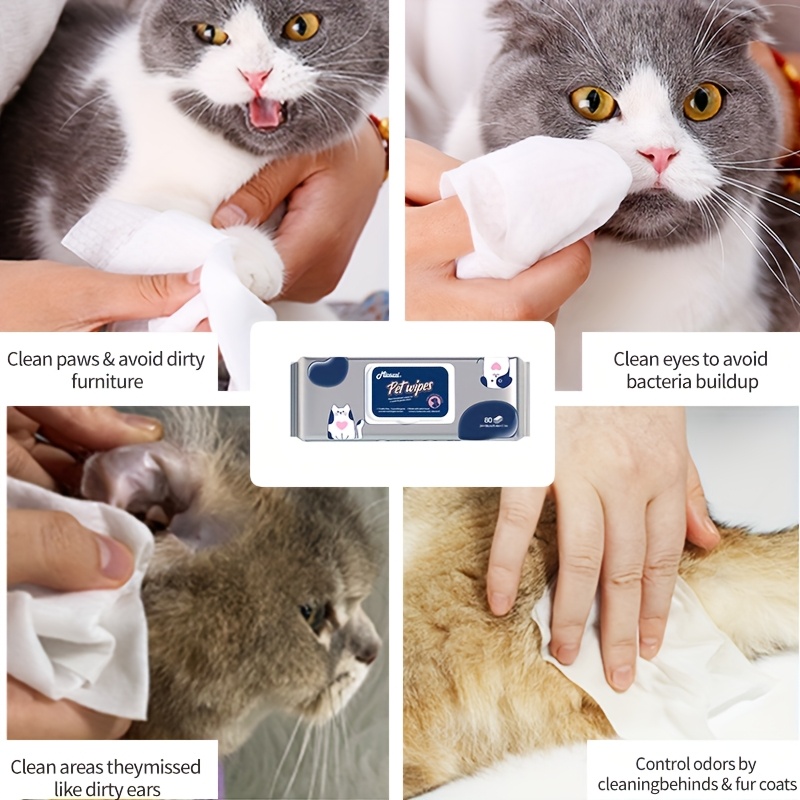 Wonderful Cat and Dog Universal Multi-Functional Pet Care Wet Wipes, 80 Sheets per Pack, Thickened Wet Wipes, Odor Control and Cleaning Wet Wipes can be used on paws, body, and butt, very suitable for puppies and adult dogs