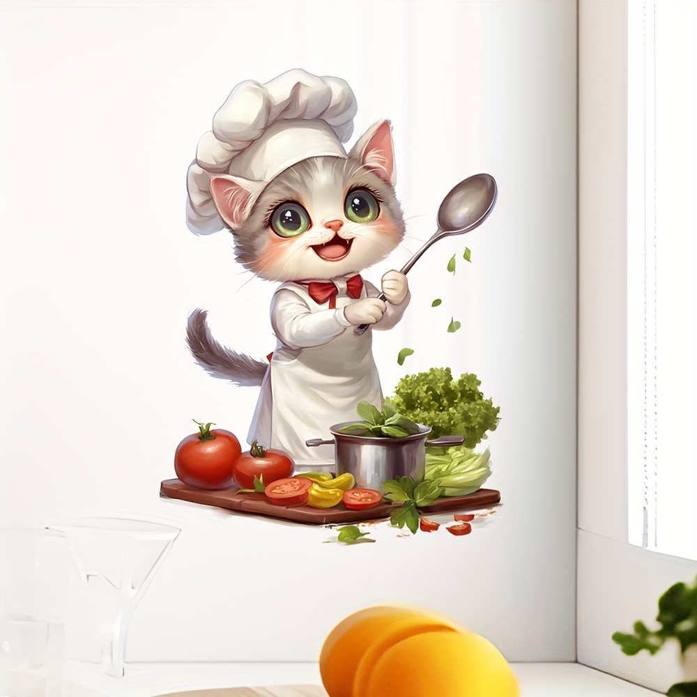 Cat Kitchen Wall Decal - Removable Vinyl Sticker For Home & Restaurant Decor, Self-adhesive, & Remove, Perfect For Glass Surfaces