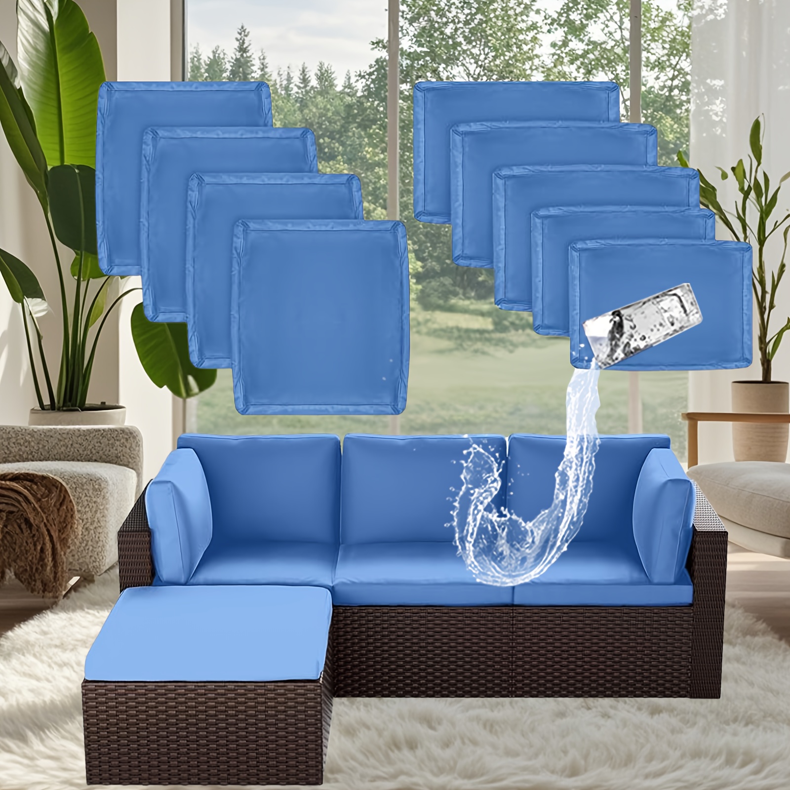 9P Patio Cushion Covers Outdoor Patio Cushions Covers Replacement  Waterproof with Zipper for 5pcs Patio Furniture Set, Slipcovers for Outdoor  Cushions