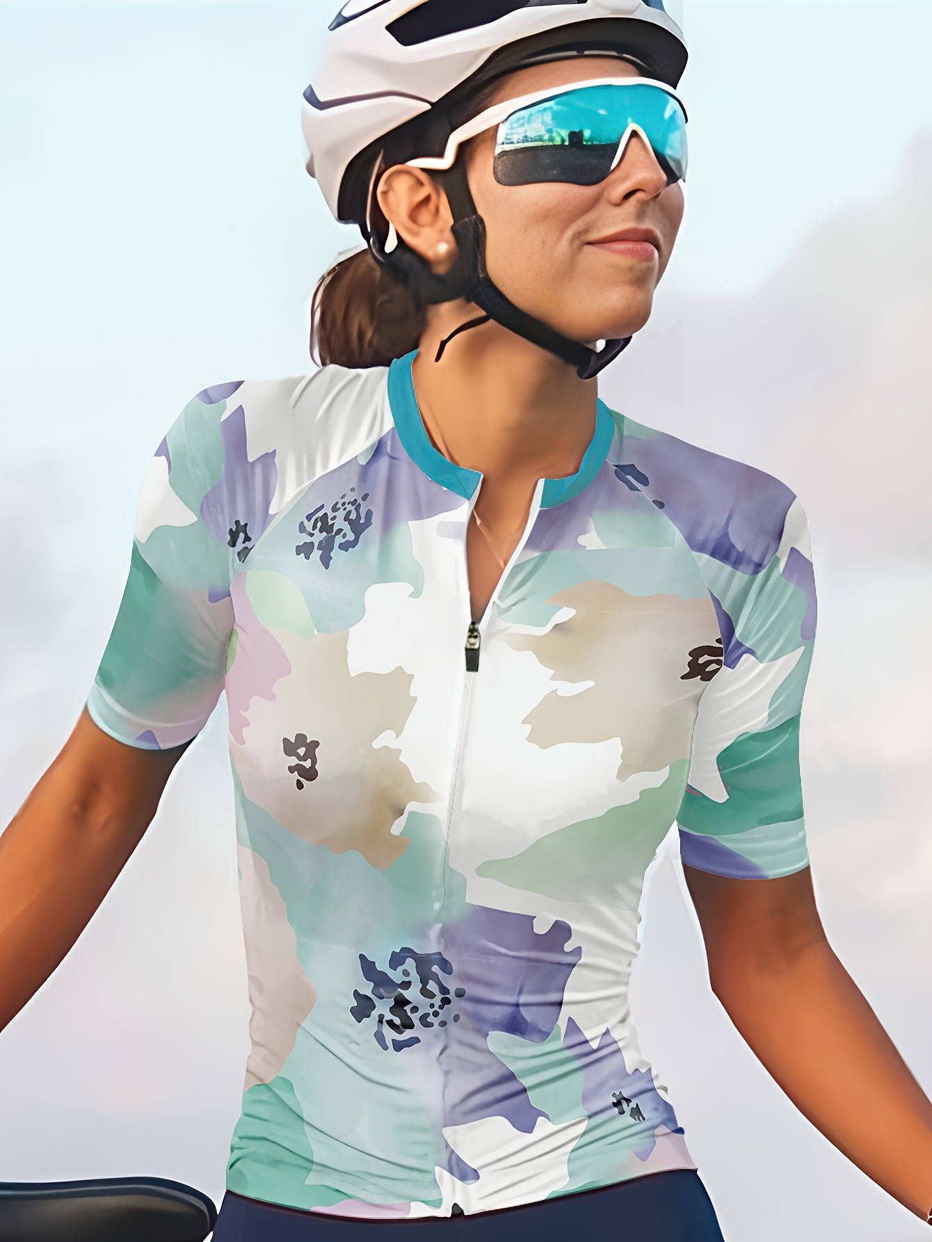jersey ciclismo mujer estampado 3d bloques color top Temu Colombia