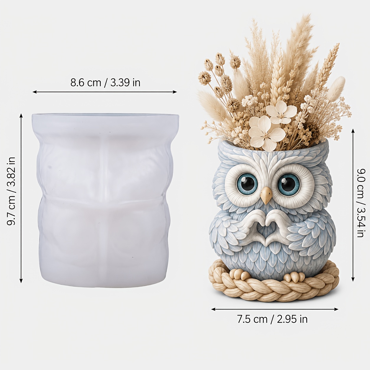TEMU 3d Heart-gesture Owl Silicone Mold | Cute, Fluffy-feathered Design With Detailing, To Demold, Suitable For Resin And Plaster Crafting, Ideal For