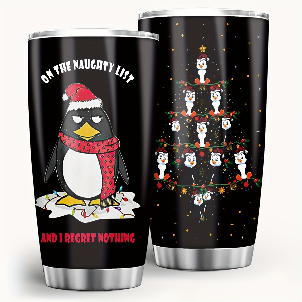 

Penguin Christmas 20oz Stainless Steel , Reusable Insulated Water Bottle - Thermal Cup For Drinks, Hand Wash Only - Ideal For Car, Home, Office, Travel - & Birthday Gift For Penguin Lovers