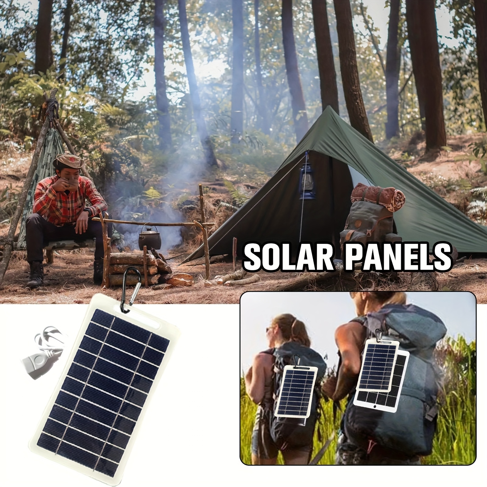 a portable outdoor solar usb charger suitable for travel and camping with a movable solar panel that can charge phones flashlights and fans and is convenient for taking pets on   Product details 3