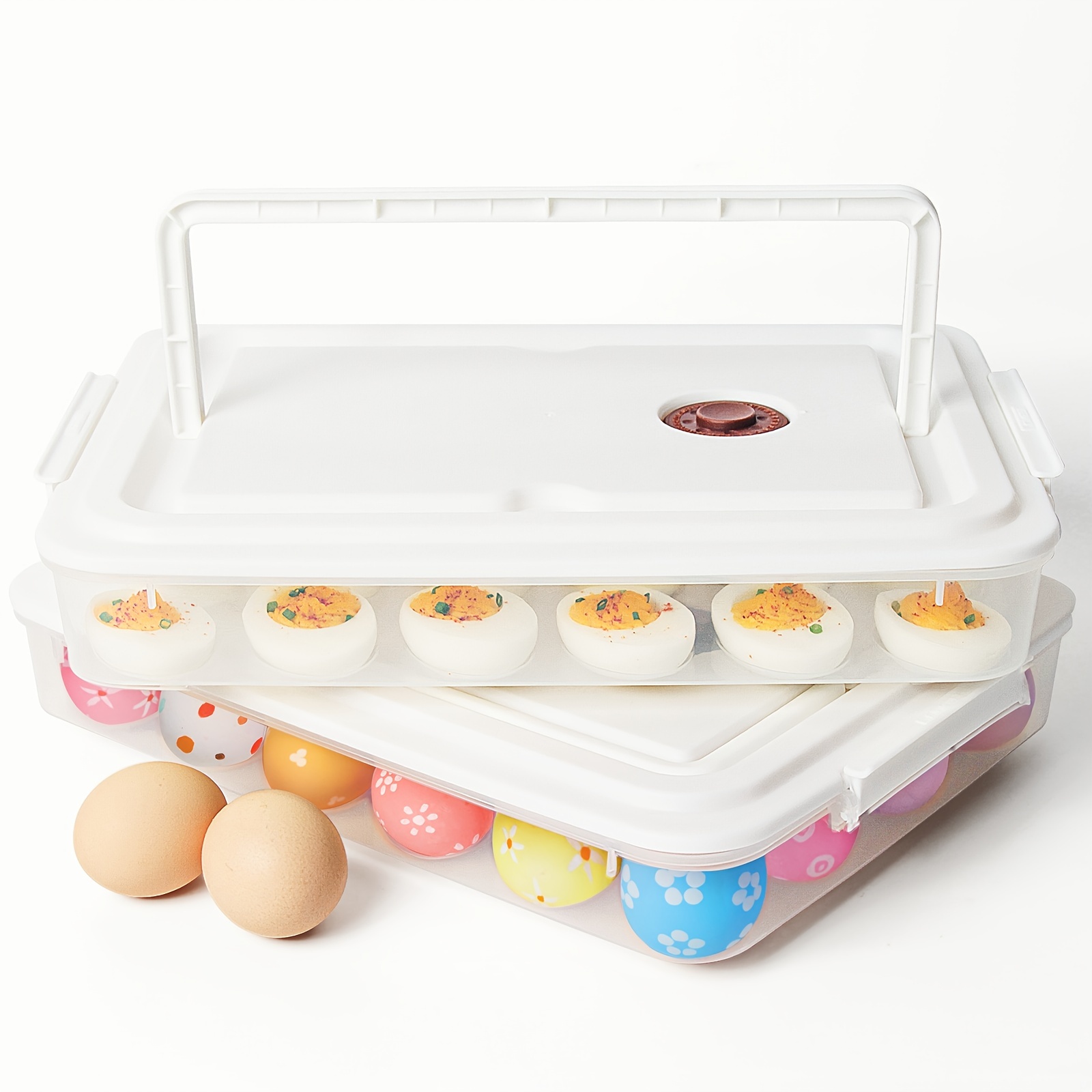 

Deviled Egg , A Set Of 2, Plastic Deviled Egg Carriers That Can Hold 48 , Deviled Egg Plates, Portable Egg Trays For Refrigerators, For Picnics And Parties