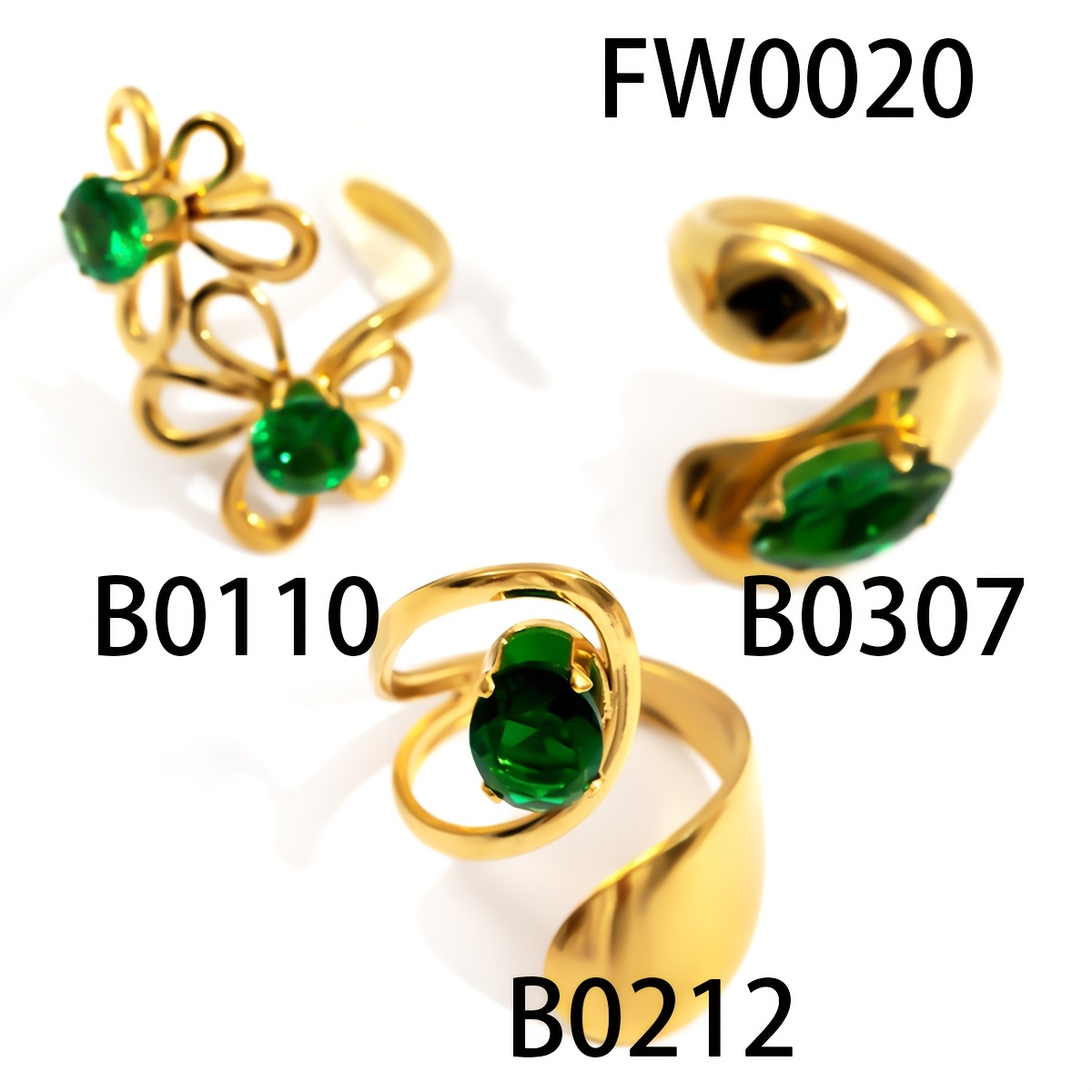 TEMU Ensemble de 3 pièces : Lot de bagues ouvertes pour femme en acier inoxydable doré de style vintage luxe léger, bagues à fleur et à de ,