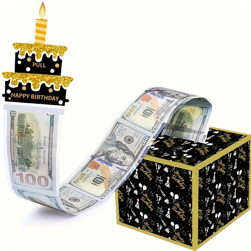 黑蛋糕惊喜生日派对装饰抽钱纸盒 蝴蝶生日主题气氛布置道具纸质抽钱盒