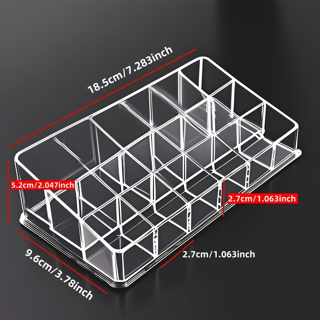TEMU 18-slot Wide-shelf Tiered Lipstick & Nail Polish Organizer - Transparent Countertop Storage Rack With Widened Shelves, Space-saving Suitable For