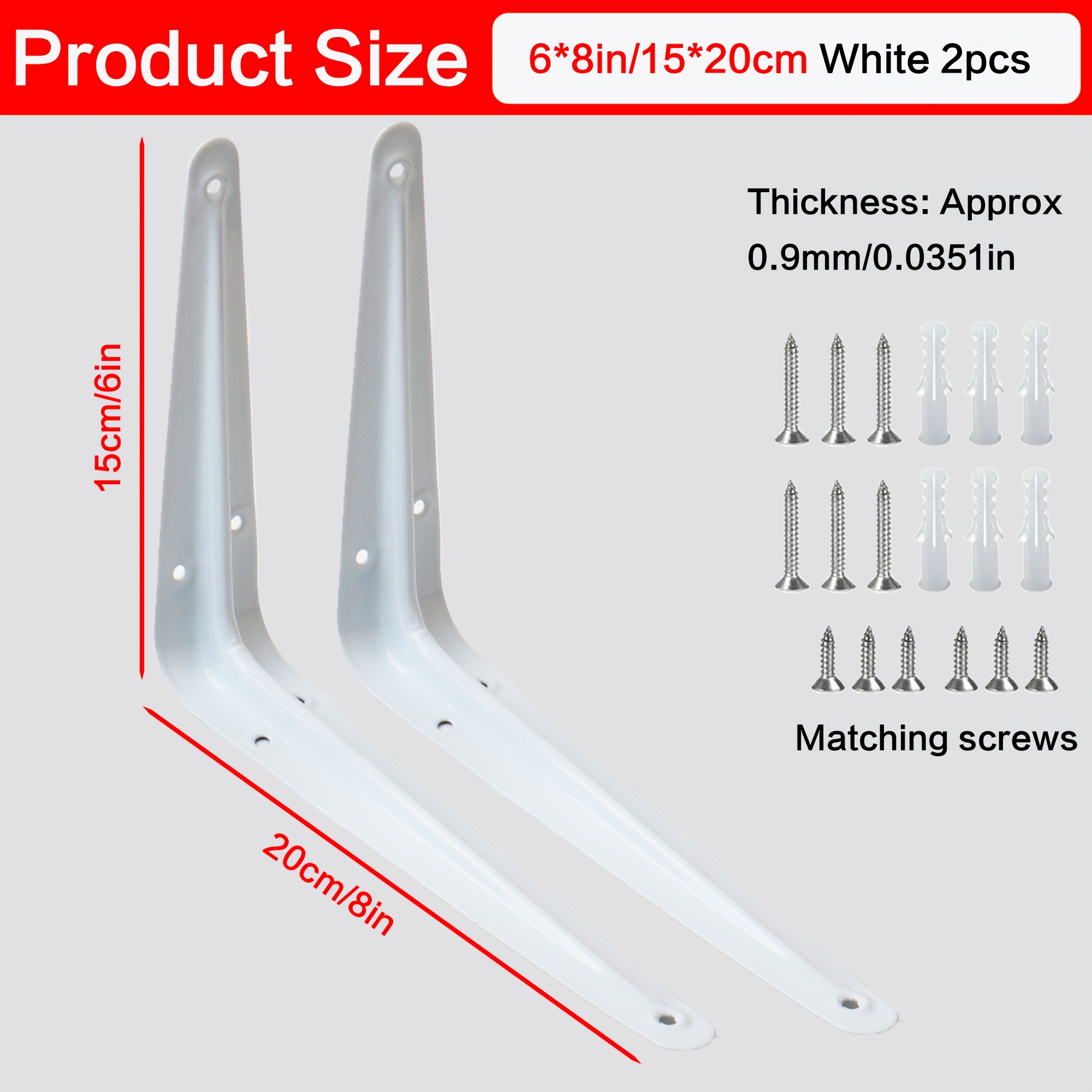 TEMU 2pcs, Shelf Bracket White Black Metal Triangle 90 Degree Angle Connector Shelf Bracket With Screws For Kitchen, Office And Storage Racks
