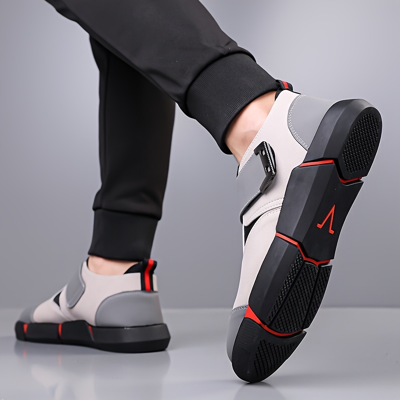 Men'S Casual Sneakers with Adjustable Hook-and-Loop Closure, Black & Red Accents, EVA Sole, Low-Top Design for All-Season Comfort - Perfect for Hiking & Outdoor Activities, Hiking Footwear | Stylish Casual Shoes | Durable Footwear